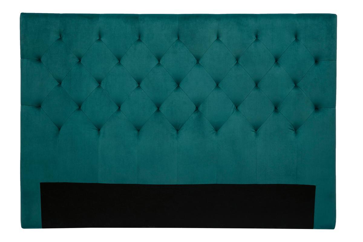 Cabecero de cama tapizado con terciopelo azul petrleo 160cm ENGUERRAND