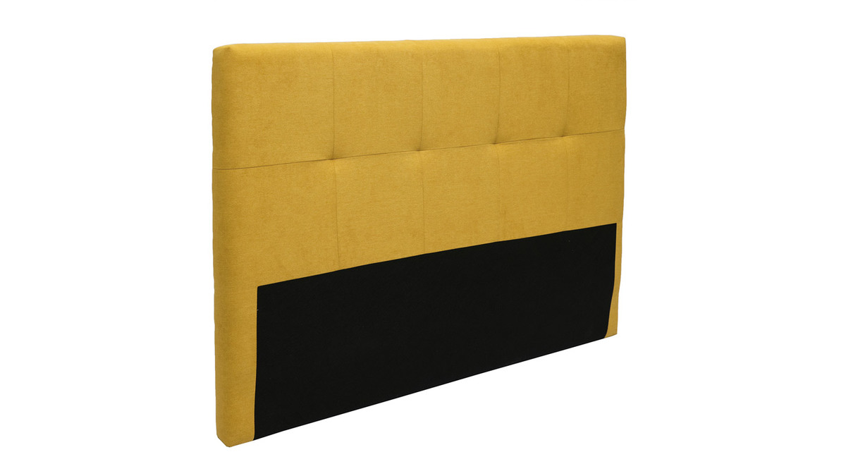 Cabecero de cama tejido efecto aterciopelado amarillo mostaza 160cm CLOVIS