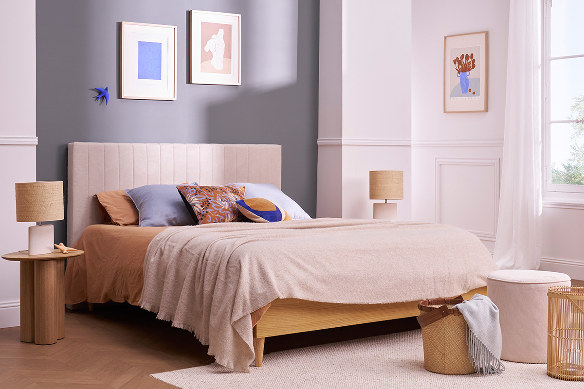 Cabecero en tela beige natural L170 cm NEHA