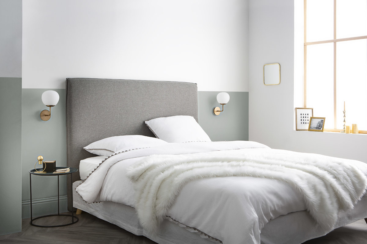 Cabecero moderno 176 cm en tejido beige ATHENA