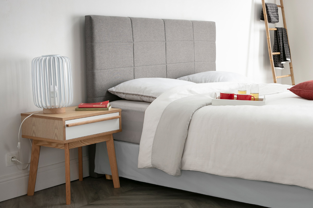 Cabecero moderno en tejido beige natural 160 cm ANATOLE
