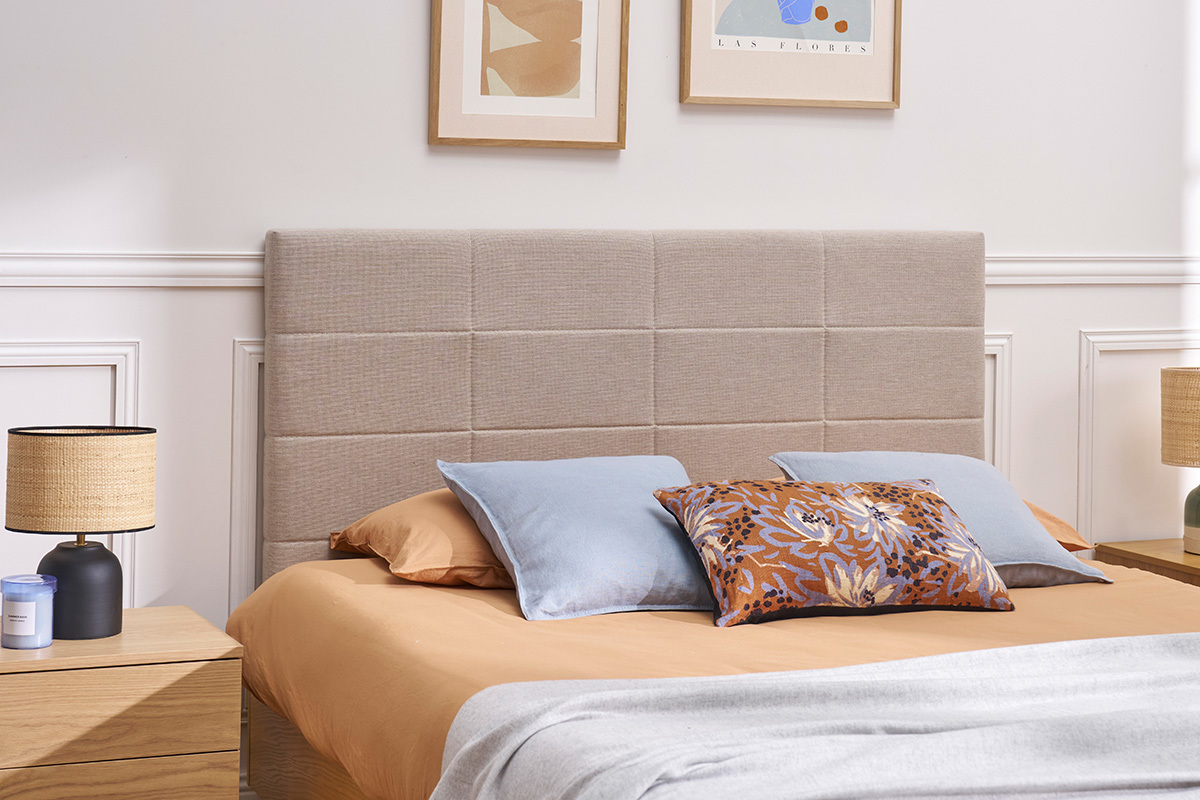 Cabecero moderno en tejido beige natural 160 cm ANATOLE
