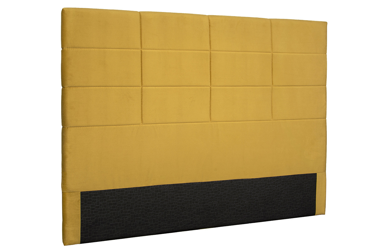 Cabecero moderno en terciopelo amarillo mostaza 160 cm ANATOLE