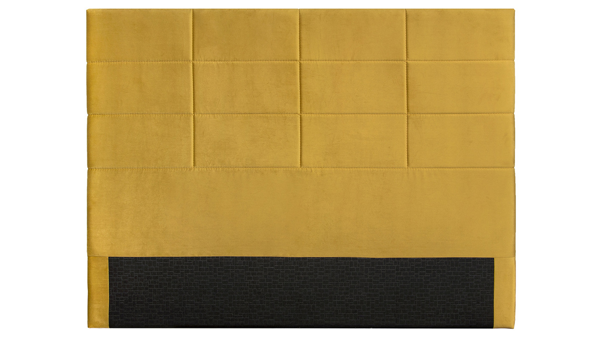 Cabecero moderno en terciopelo amarillo mostaza 160 cm ANATOLE