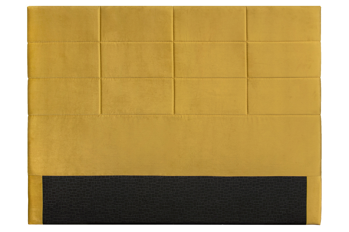 Cabecero moderno en terciopelo amarillo mostaza 160 cm ANATOLE