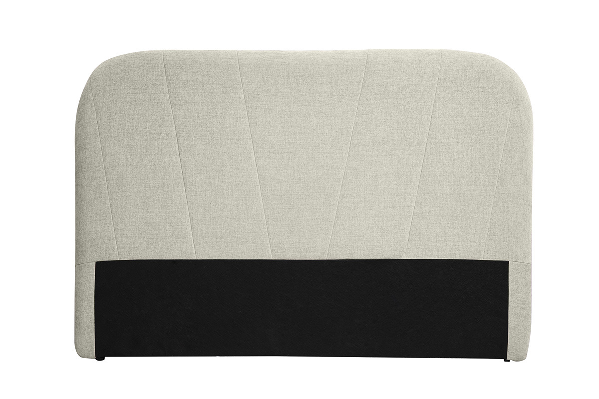 Cabecero de tela de terciopelo texturizado beige, vista frontal, 169 cm de ancho.
