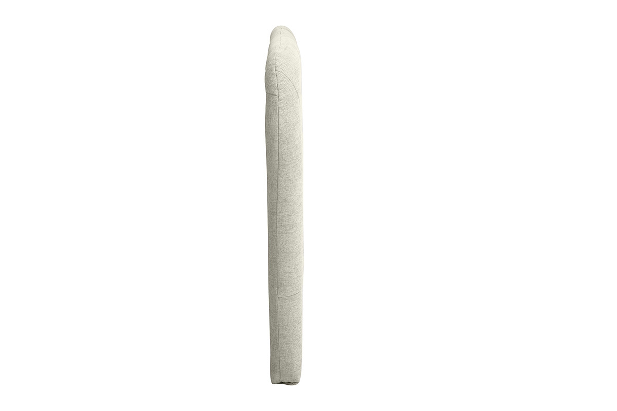 Cabecero de tela con efecto terciopelo texturizado beige visto de perfil, longitud 169 cm