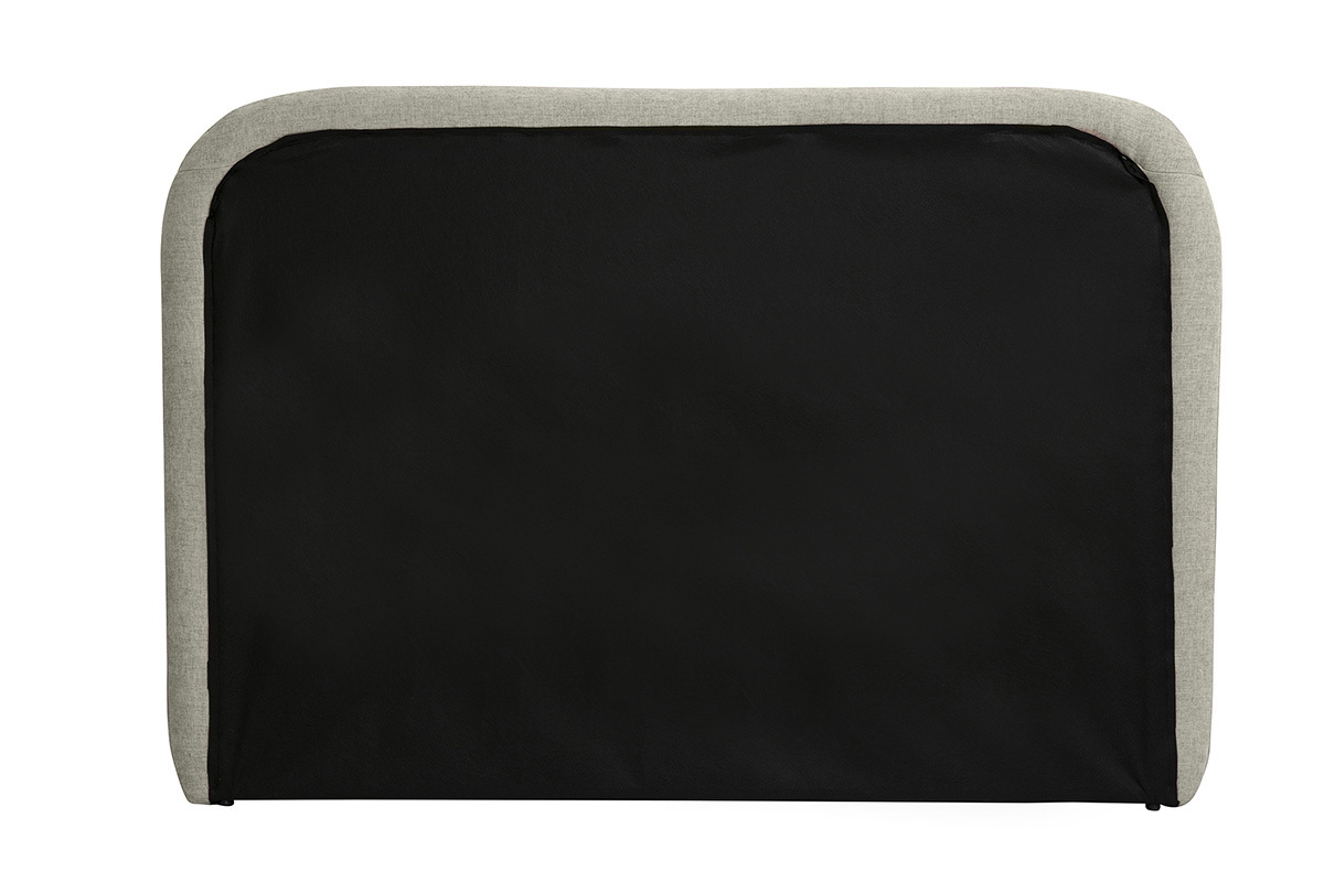 Cabecero rectangular beige de tela con efecto terciopelo, vista trasera, dimensiones 169 cm.