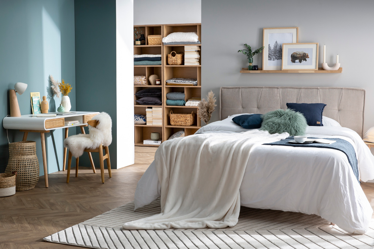 Cabecero tejido efecto terciopelo natural 170 cm SUKA