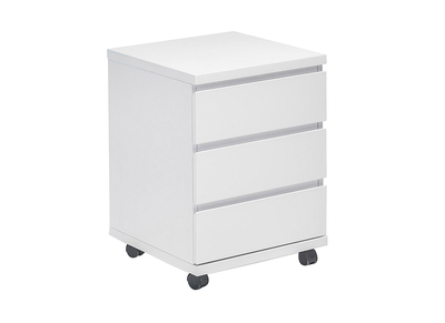 Caj&oacute;n de almacenaje con ruedas blanco lacado brillante SKIVE