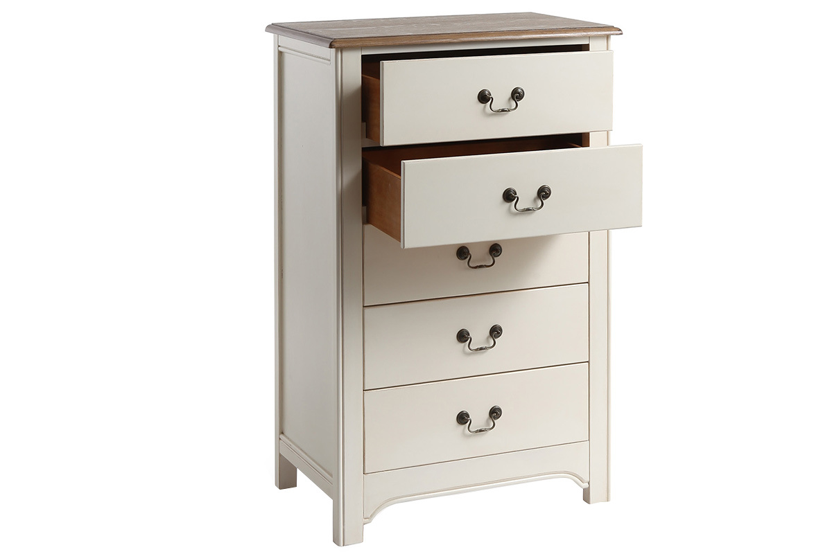 Cajonera barroca madera blanco marfil 5 cajones GUSTAVE