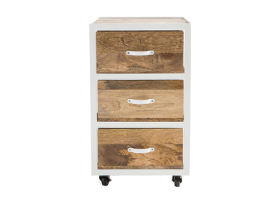 Cajonera de escritorio diseño industrial mango y metal blanco PUKKA - Cajonera de escritorio diseño industrial mango y metal blanco PUKKA