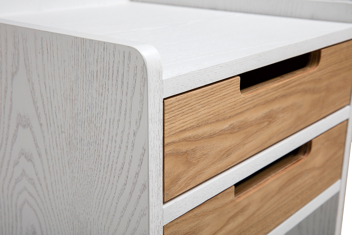 Cajonera de escritorio nrdico blanco y madera OPUS