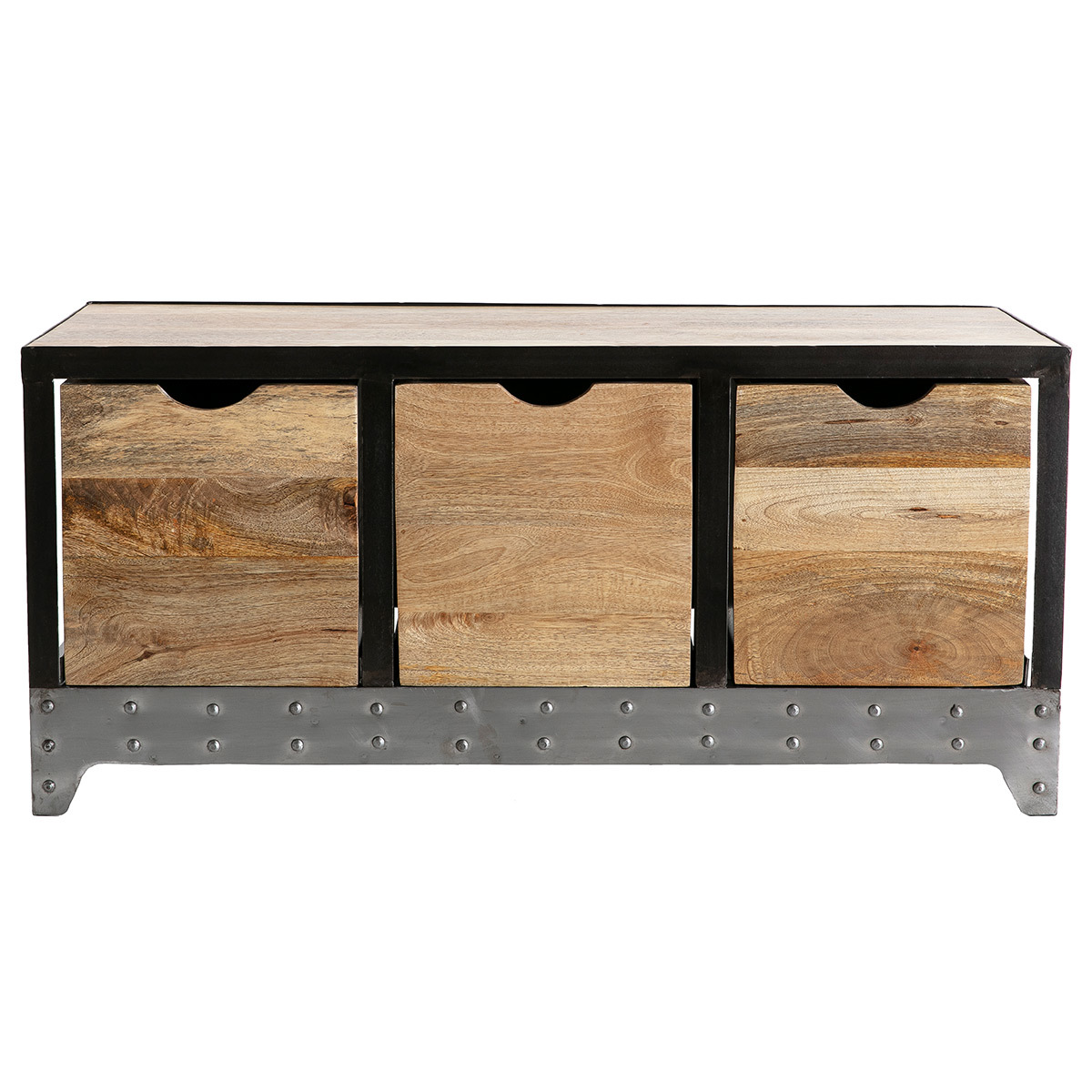 Cajonera / zapatero industrial de madera maciza y metal ATELIER