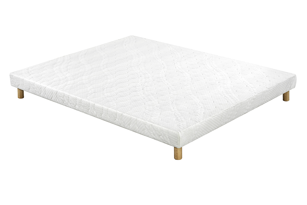 Cama 140נ200cm con somier tapizado y colchn viscoelstico BENJI