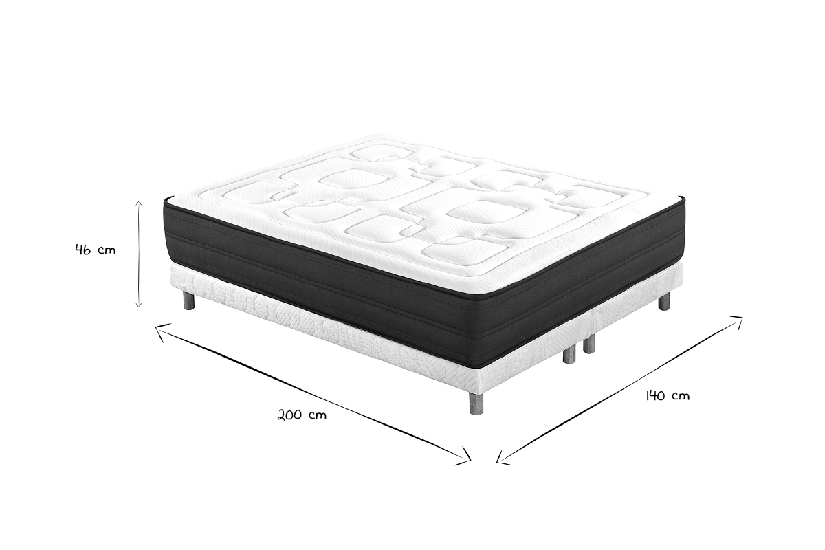 Cama 140נ200cm con somier tapizado y colchn viscoelstico BENJI