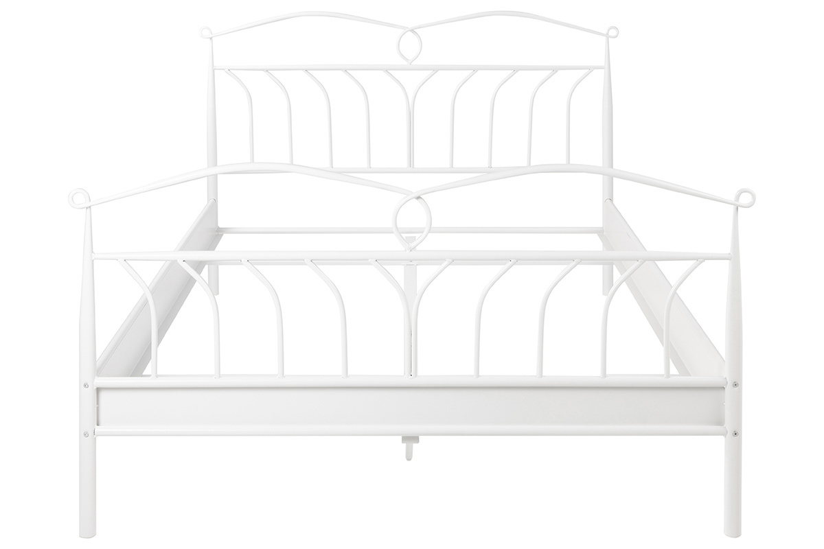 Cama 140 x 200 cm en metal lacado blanco NOTTE