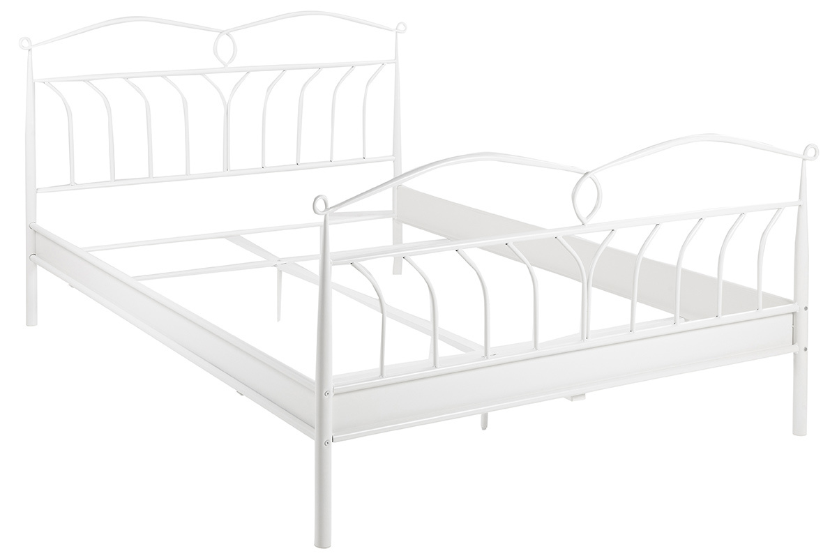 Cama 140 x 200 cm en metal lacado blanco NOTTE