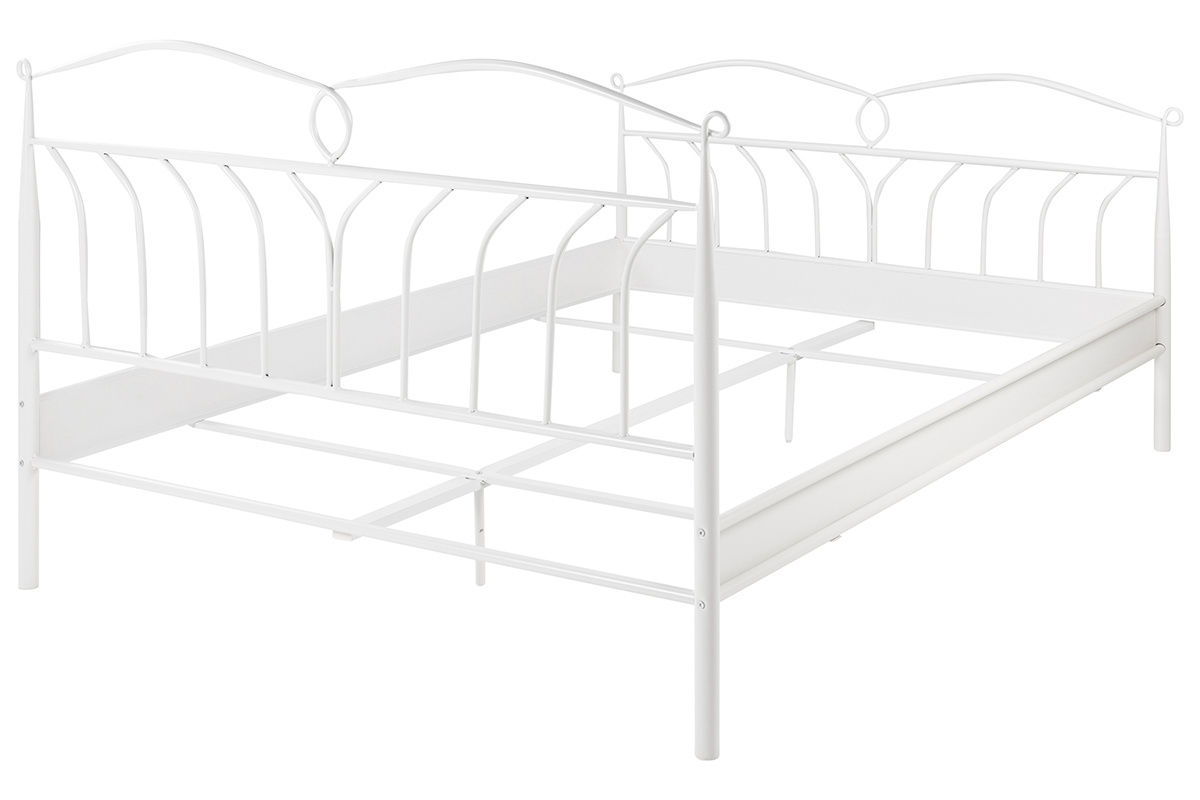 Cama 140 x 200 cm en metal lacado blanco NOTTE