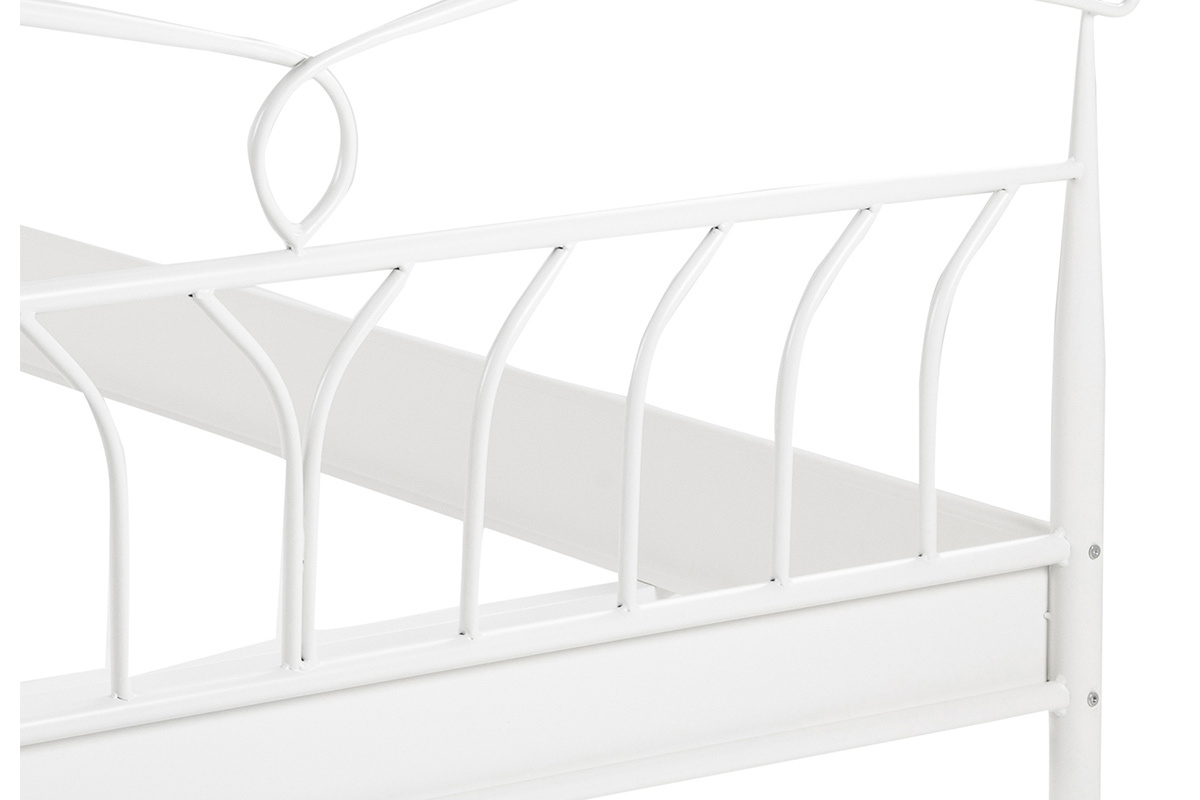 Cama 140 x 200 cm en metal lacado blanco NOTTE