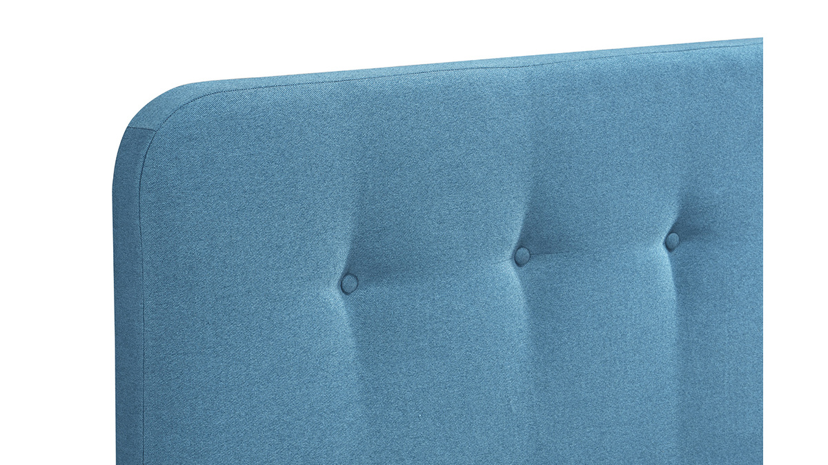 Cama 160 x 200 cm capiton en tejido azul petrleo ORLANE