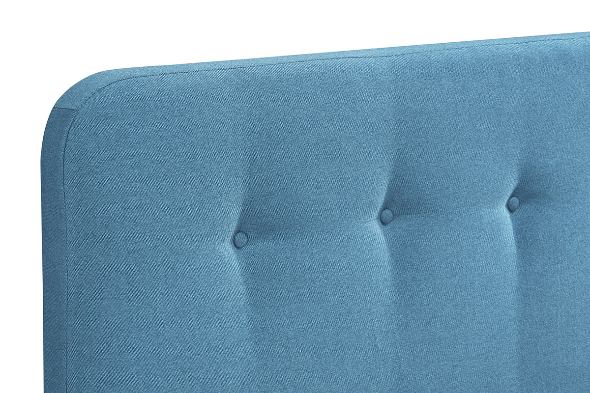 Cama 160 x 200 cm capiton en tejido azul petrleo ORLANE