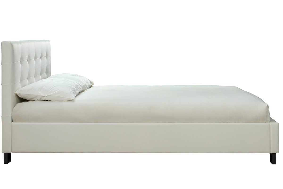 Cama 160 x 200 PU blanca acolchada MARQUISE