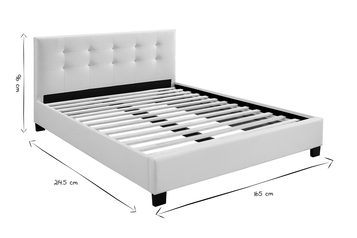 Cama 160 x 200 PU blanca acolchada MARQUISE