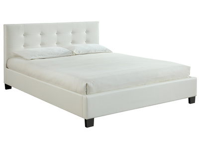 Cama 160 x 200 tela blanca acolchada MARQUISE