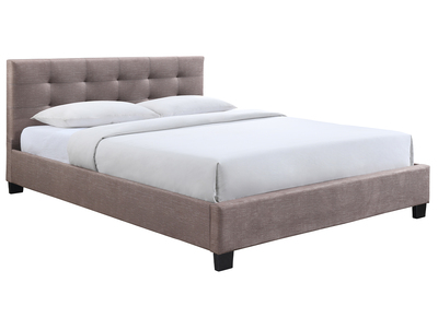 Cama 160 x 200 tela camel acolchada MARQUISE
