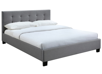 Cama 160 x 200 tela gris acolchada MARQUISE
