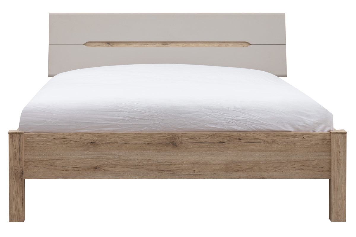 Cama 160x200 cm madera clara y topo WILLY