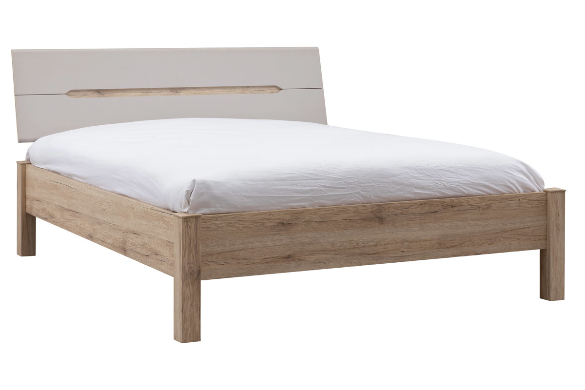 Cama 160x200 cm madera clara y topo WILLY