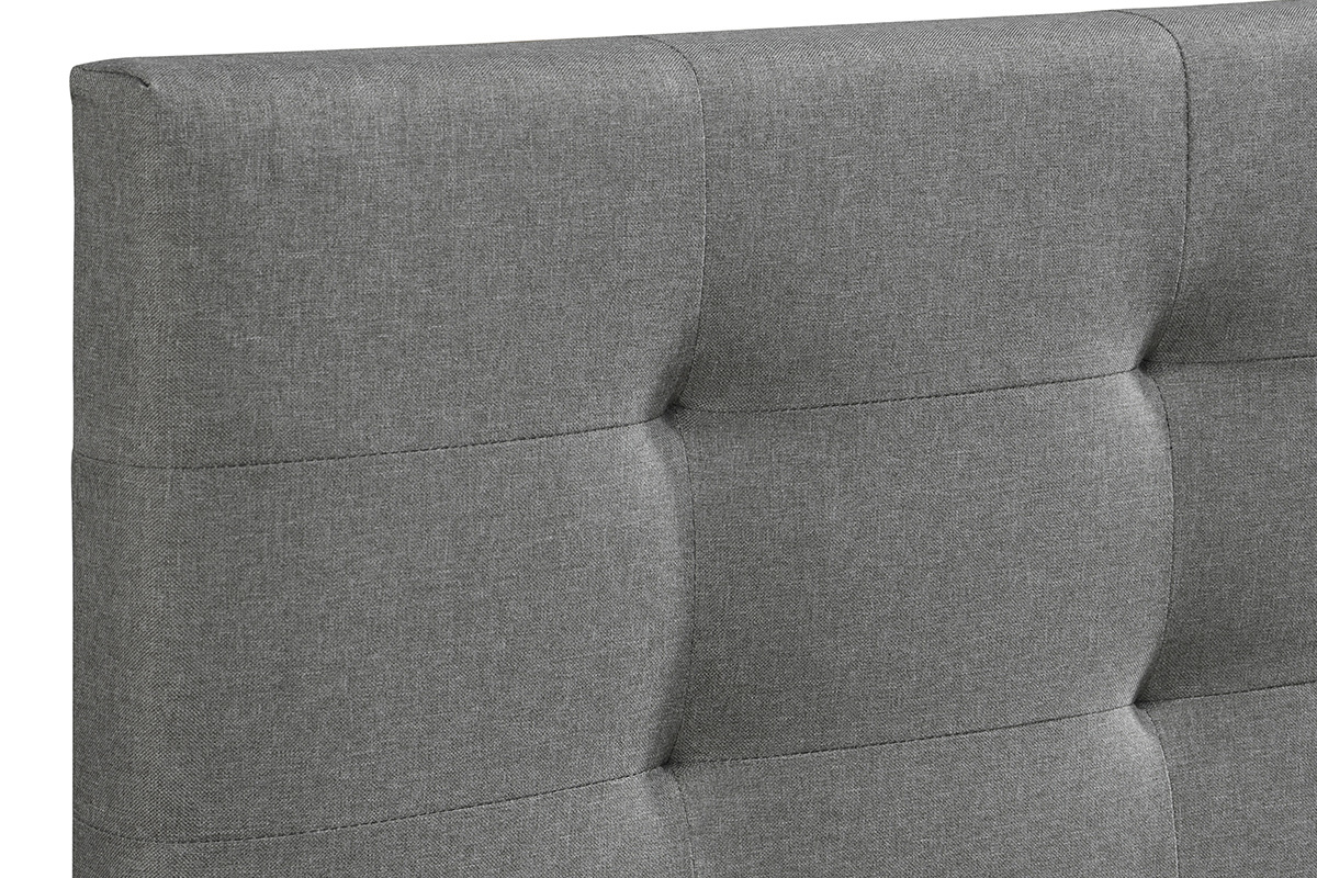 Cama 180 x 200 tela gris acolchada MARQUISE