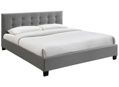 Cama 180 x 200 tela gris acolchada MARQUISE