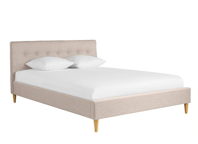 Cama 2 plazas 160 x 200 cm con cabecero de cama de tela beige LEONCE