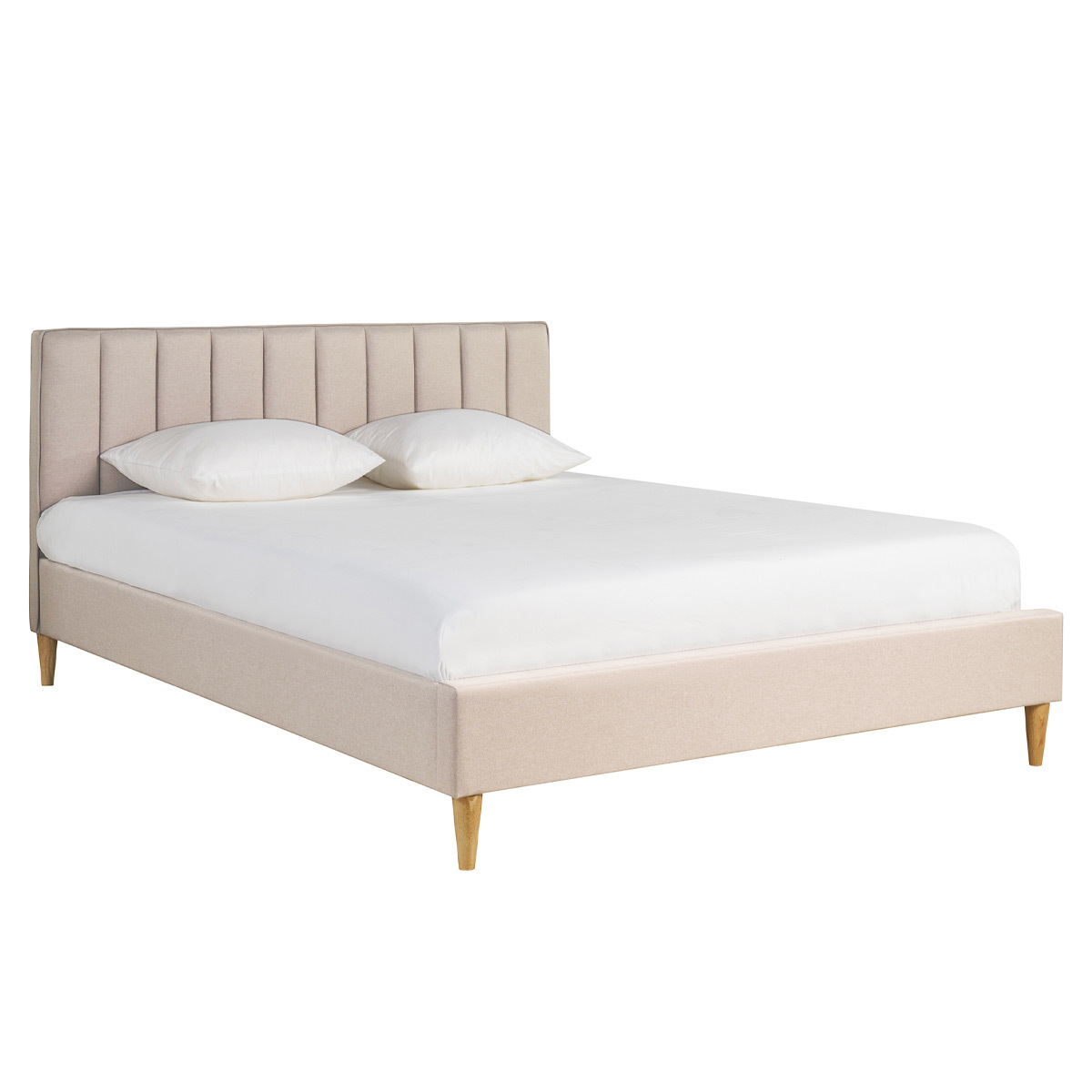Cama 2 plazas 160 x 200 cm de tela beige DIANE
