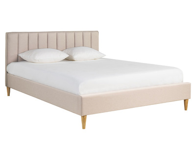 Cama 2 plazas 160 x 200 cm de tela beige DIANE