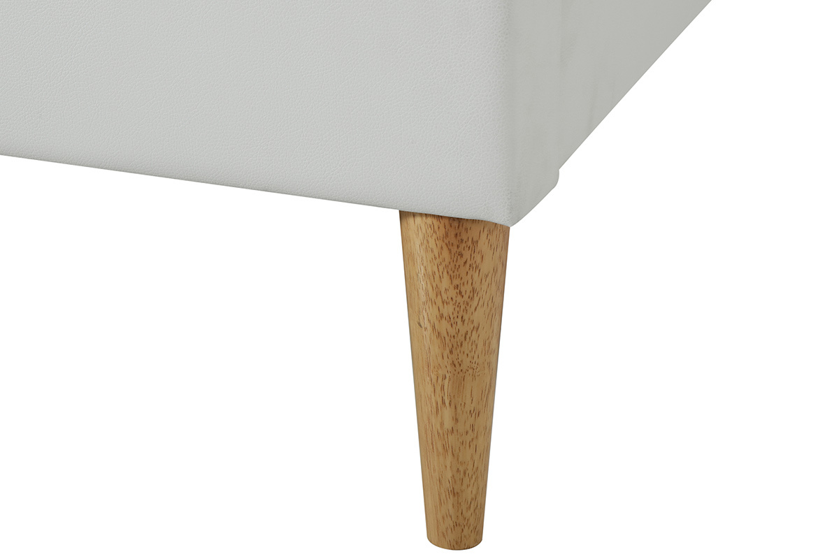 Cama adulto 160 x 200 cm con somier blanca y madera AYO