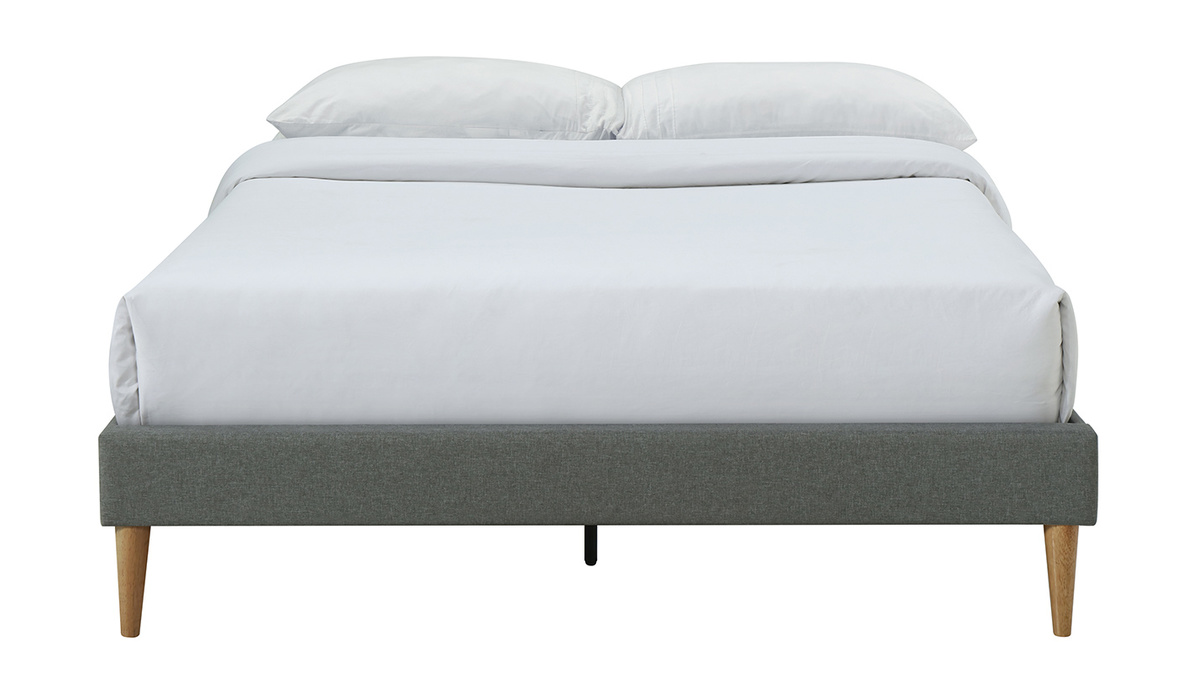 Cama adulto 160 x 200 cm con somier en tejido gris claro AYO