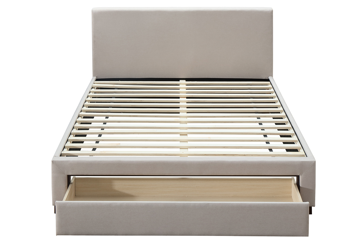 Cama adulto 160x200cm tejido gris con caj�n TULLY