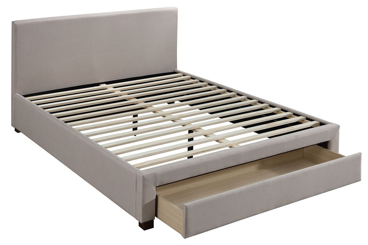 Cama adulto 160x200cm tejido gris con caj�n TULLY