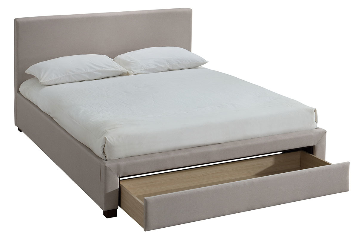 Cama adulto 160x200cm tejido gris con caj�n TULLY