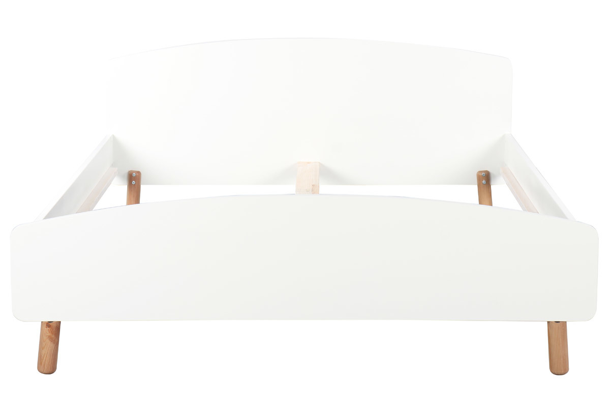 Cama adulto estilo nrdico 160 x 200 cm madera y blanco NEA