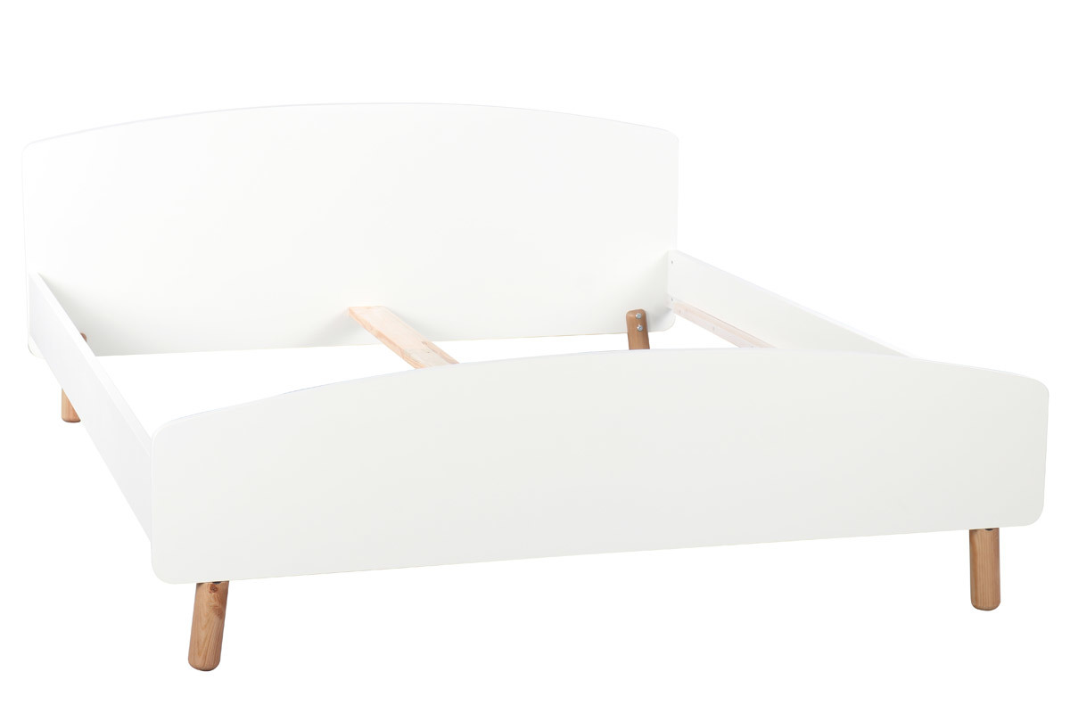Cama adulto estilo nrdico 160 x 200 cm madera y blanco NEA