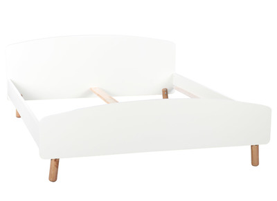 Cama adulto estilo nórdico 160 x 200 cm madera y blanco NEA - Cama adulto estilo nórdico 160 x 200 cm madera y blanco NEA