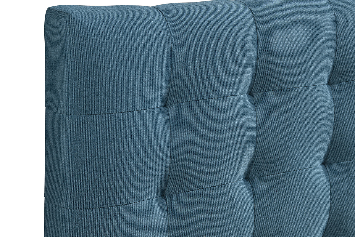 Cama adulto estilo nrdico madera y tejido azul petrleo 160 x 200cm LYNN