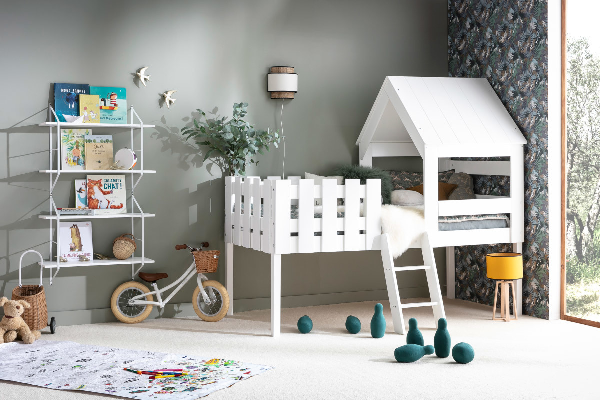 Cama cabaa infantil con somier de madera blanca - NESTY HOUSE