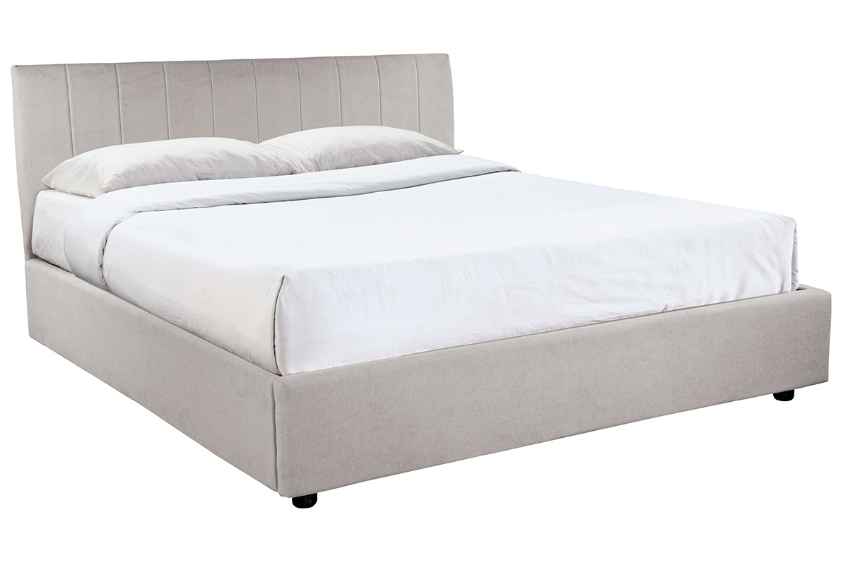 Cama canap 160x200 cm efecto terciopelo gris claro MACHA