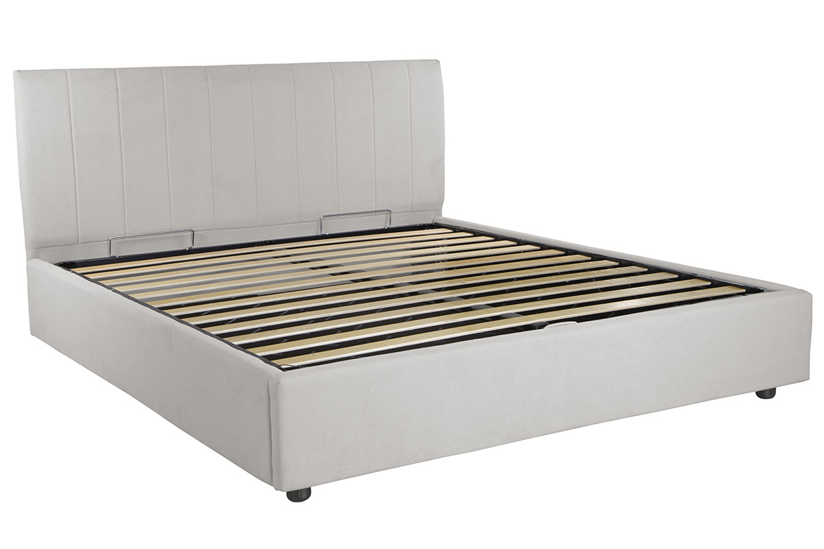 Cama canap 160x200 cm efecto terciopelo gris claro MACHA